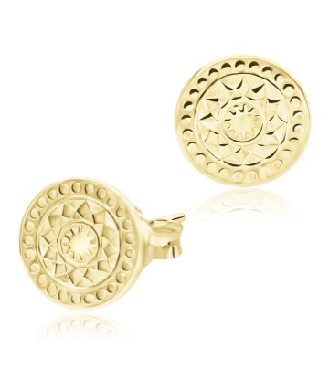 Gold Plate Mondalay Style Stud Earring STS-3182-GP